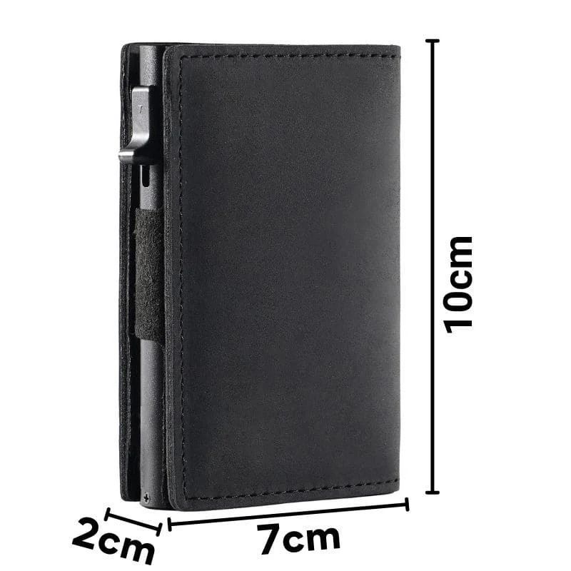 Portafoglio da uomo in vera pelle con apertura automatica e porta carte di credito, ultra sottile, antifurto RFID, porta carte in metallo_voghion.com