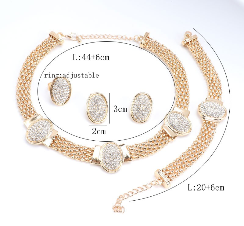 Women Classic Crystal Wedding Party Jewelry Accessories Necklace Earrings Bracelet Ring Prom Jewelry Sets_voghion.com