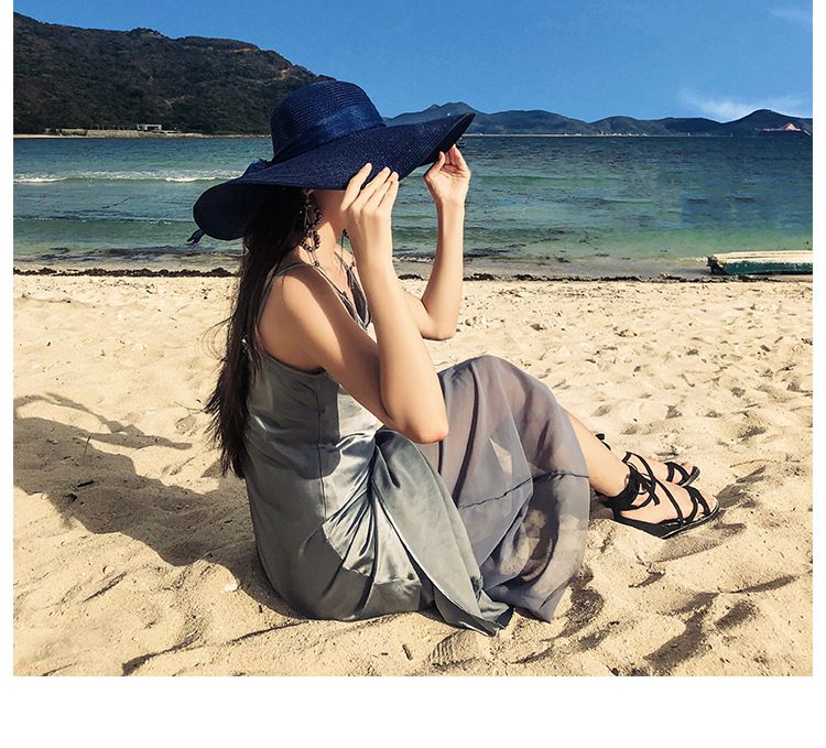 Pdmcms Beach Straw Hat for Summer Beach Outing Large Brim for Sun Protection and Vacation Versatile Cool Hat Sun Hat_voghion.com