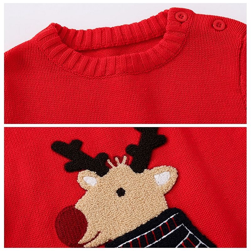 XUANMU Kinder Weihnachtspullover Cartoon Elch Junge Mädchen Pullover Modetrend Warmer Winter Dicker Pullover XB112_voghion.com