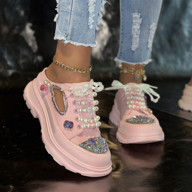 Women's Plus Size Summer 2025 Casual Sneakers - Breathable Lace-Up Slip-On Shoes With Mid Heel For Comfort & Style_voghion.com