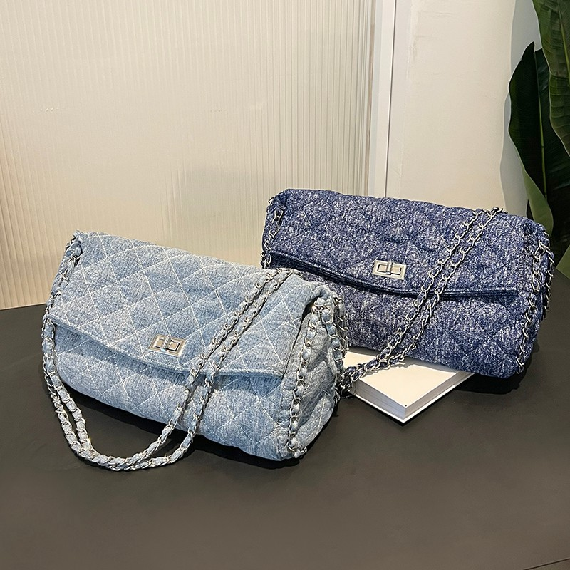 Borsa da donna di fascia alta Borsa da donna 2023 New Fashion Borsa a tracolla a prezzo singolo Denim Borsa tote versione coreana di grande capacità_voghion.com