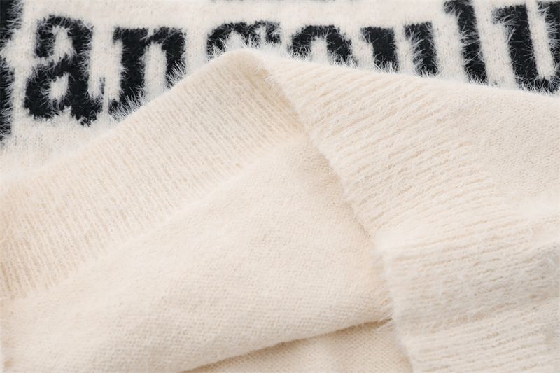 Letter Embroidery Crewneck Casual Sweater Men's Long-sleeved Casual Loose Pullover Knitwear Autumn And Winter Line_voghion.com