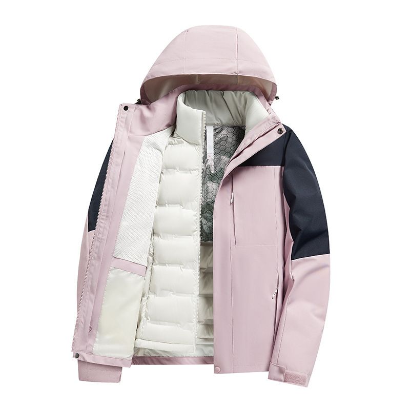 Outdoor 3-in-1 wasserabweisende abnehmbare dreiteilige Daunenjacke zum Wandern, winddicht, wasserdicht_voghion.com
