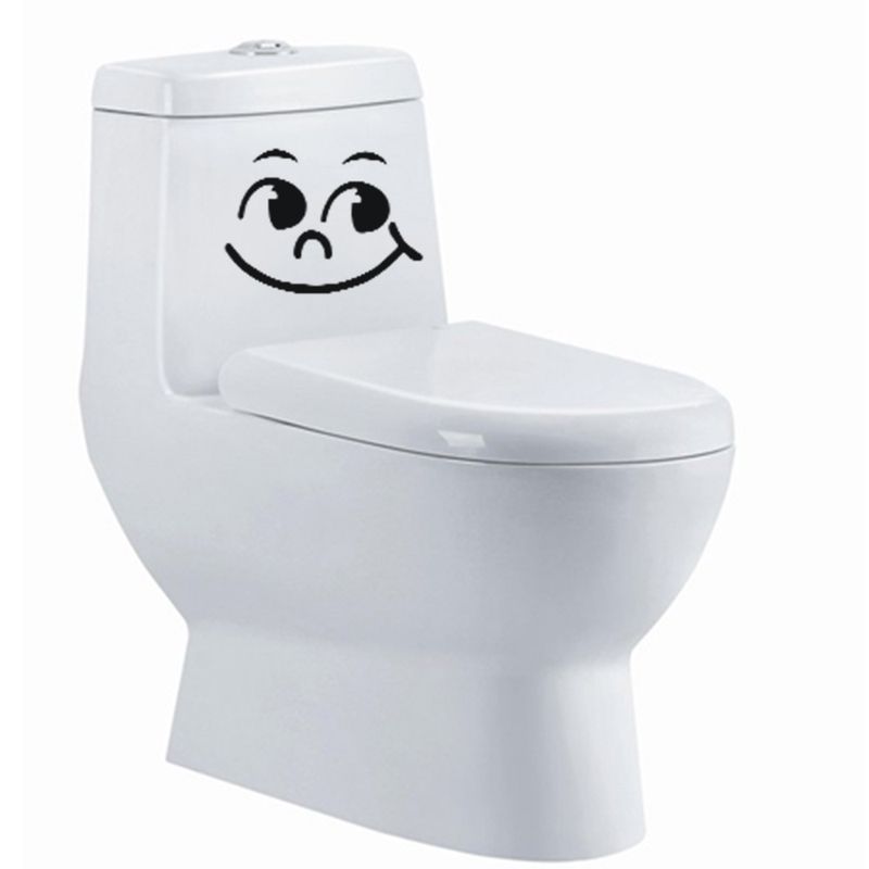 MTT1002 funny smiley face toilet bathroom stickers, random PVC material printing_voghion.com