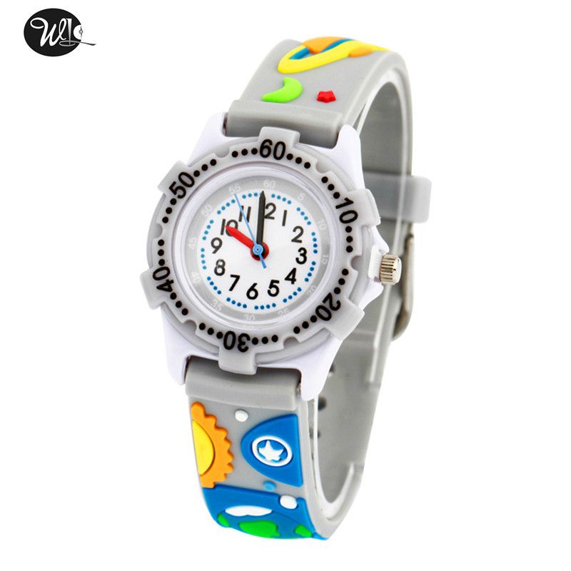 Children's Cartoon Simple Round Pointer Quartz Watch Creative Space Strap Student Waterproof_voghion.com