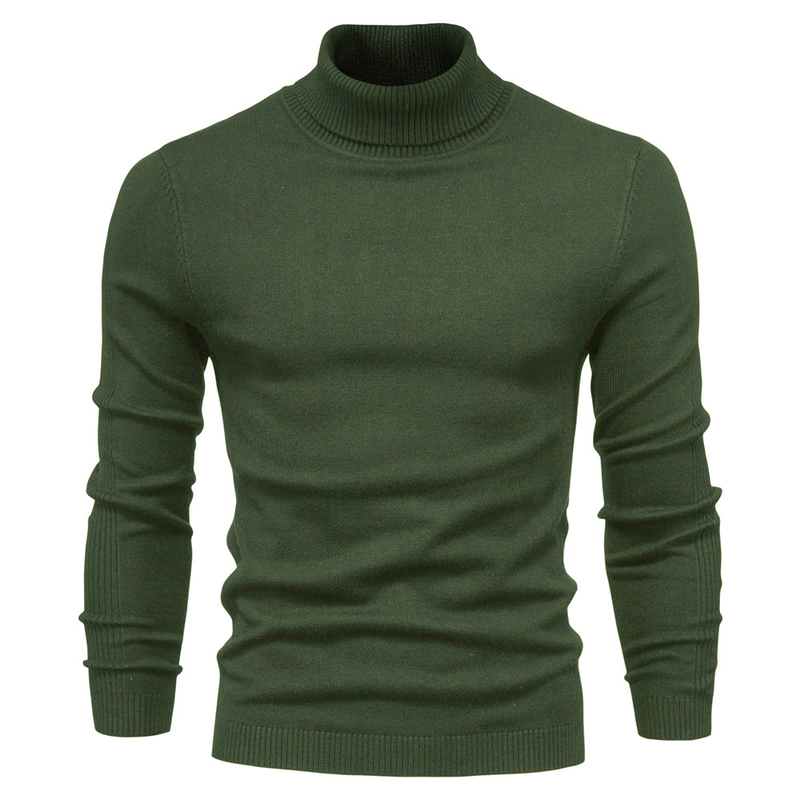 Herbst und Winter Neue Casual männer Einfarbig Pullover Pullover Hoher Kragen männer Casual Strickwaren Gewinde Hemd_voghion.com