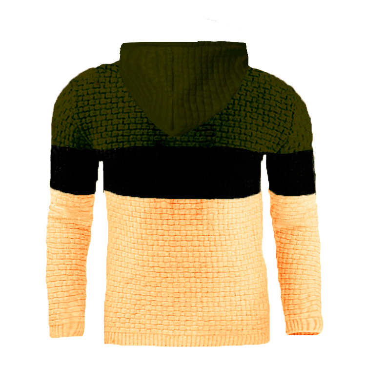Herren Jacquard Pullover Langarm Pullover Warme Farbe Kapuzenpullover_voghion.com