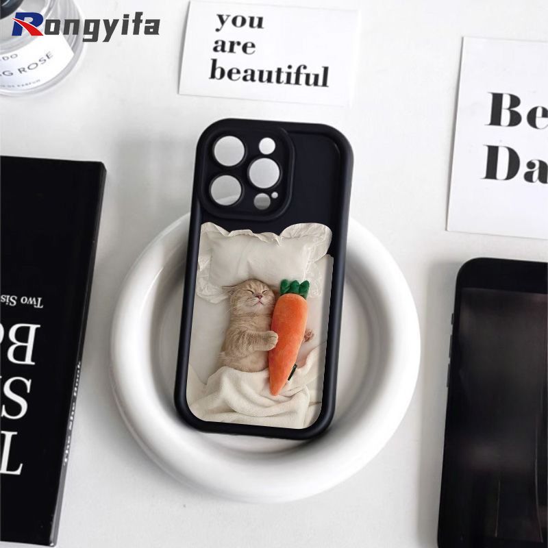 Grappige kattentelefoonhoes voor Samsung Galaxy S25 Ultra S25+ A06 A16 M02 S24 FE A72 A56 A26 5G 4G Slapende katten schattige telefoonhoesjes_voghion.com