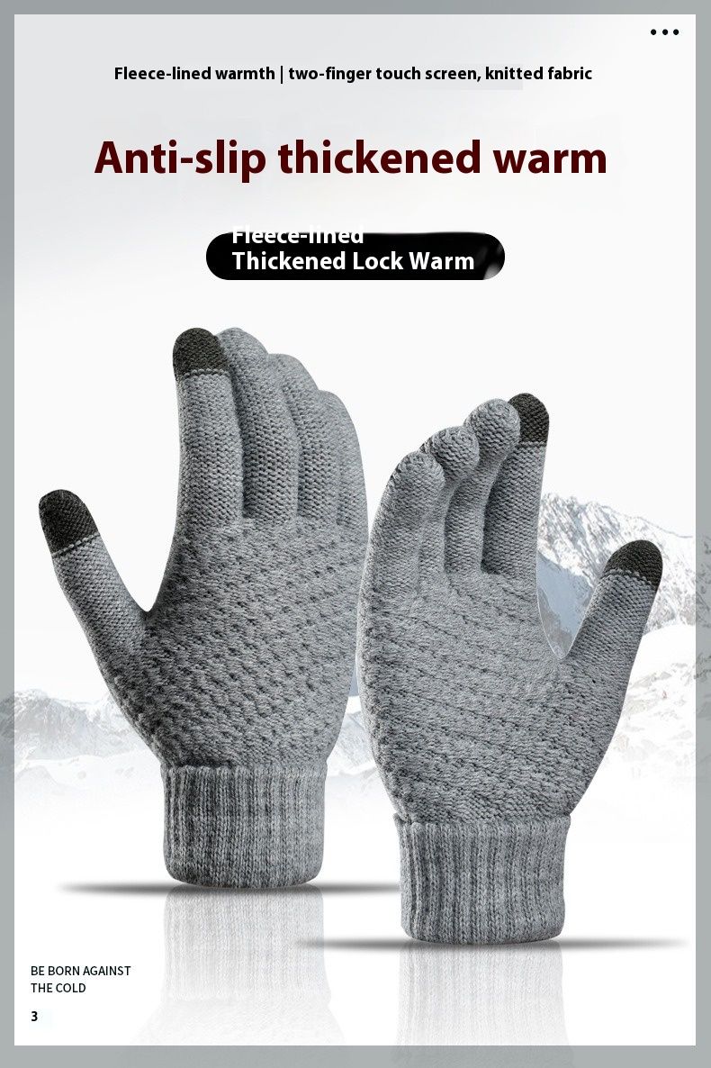 Autumn Winter Touch Screen Men, Thickened Anti Needle Jacquard For Women, Fashionable And Warm Couple Knitted Gloves_voghion.com