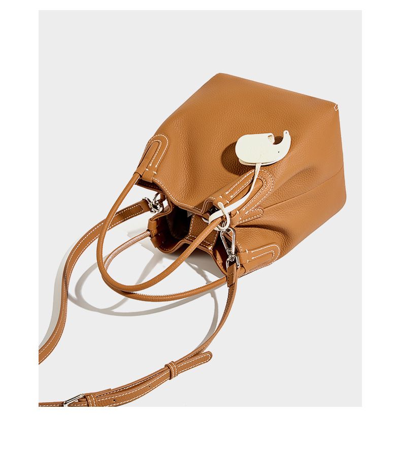 Sommermode Echtleder Eimer Tasche Nische Erste Schicht Rindsleder Retro Eine Schulter Crossbody Handheld Gemüse Korb Tasche_voghion.com