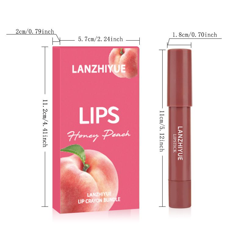 Coffret Lèvres Mat Pêche Juteuse LANZHIYUE - 3 Rouges à Lèvres Longue Tenue - Anti-Transfert et Hydratant_voghion.com