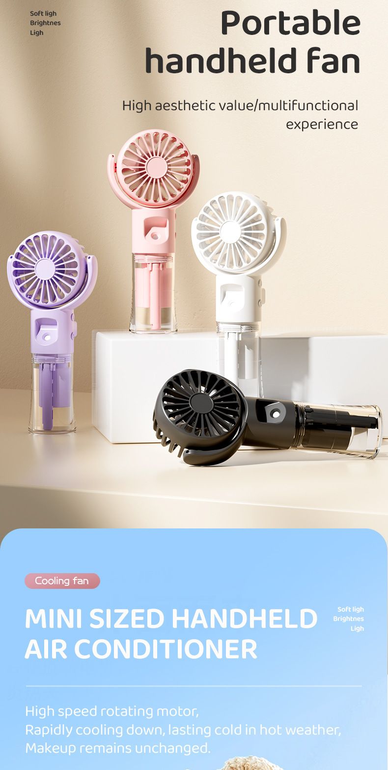 Mini Handheld USB Rechargeable Portable Misting Fan With 4 Adjustable Speed Spray Water Mist For Outdoor Camping And Traveling_voghion.com