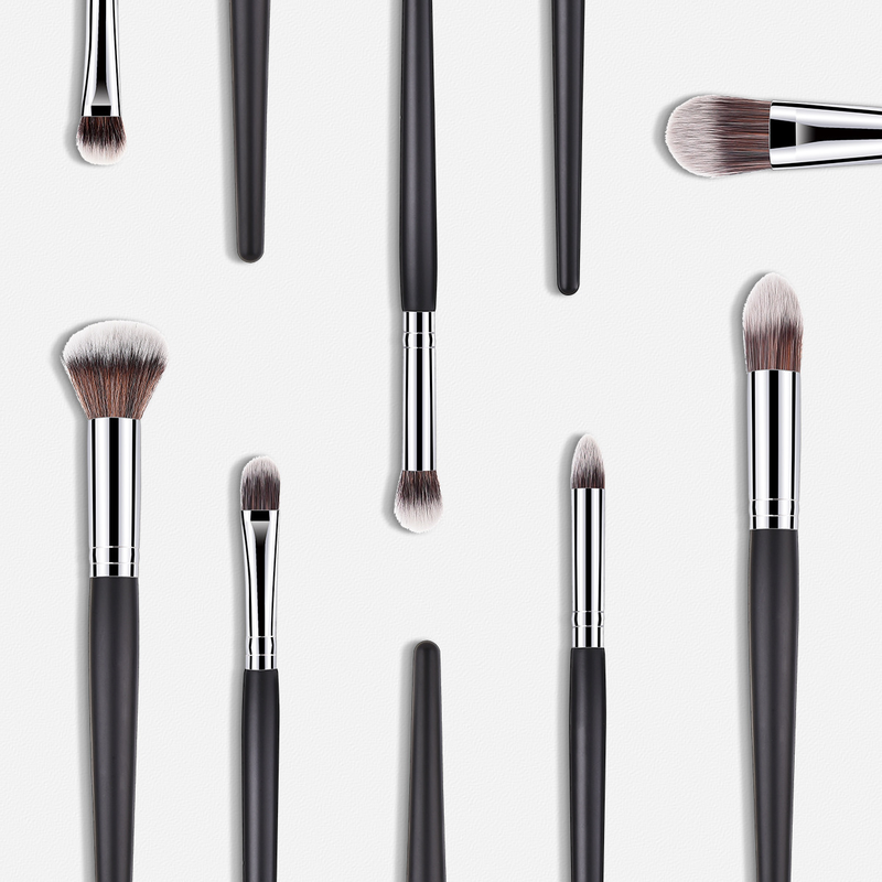 5/7/11/12 Stück Make-up-Pinsel, Make-up-Werkzeuge, Augenset, Lidschattenpinsel, schwarzes und silbernes GUIHUI_voghion.com