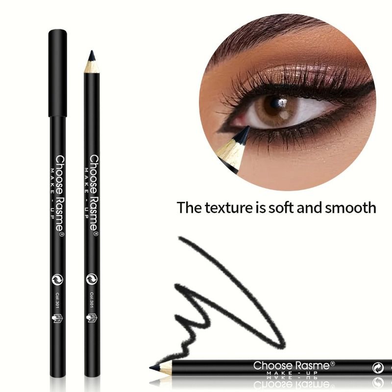 1/3Pc High Pigmented Eyeliner Pencil Black Wooden Eyeliner Eyebrow Pencil Hard Refill Smooth Black Long-Lasting Cosmetics Makeup_voghion.com