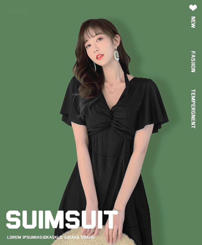 Fashion Plus Size Summer New Women's Slimming Tummy Covering Swimsuit Conservative One-Piece Ins Style Hot Spring_voghion.com