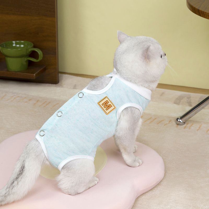 Summer Lightweight Breathable One-Piece Anti-Shedding Cat Vest Soft Casual Comfortable Air Conditioning Polyester Pet_voghion.com