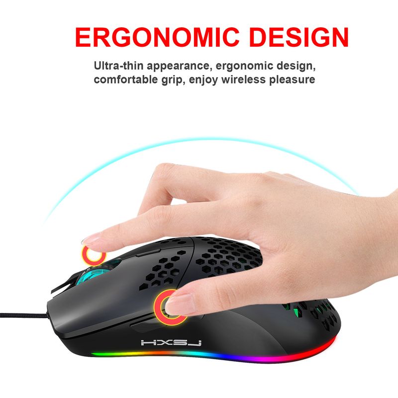 Hole RGB Glow Macro Programiranje Igralna miška 6-tipka za izklop luči Različne žične miške_voghion.com