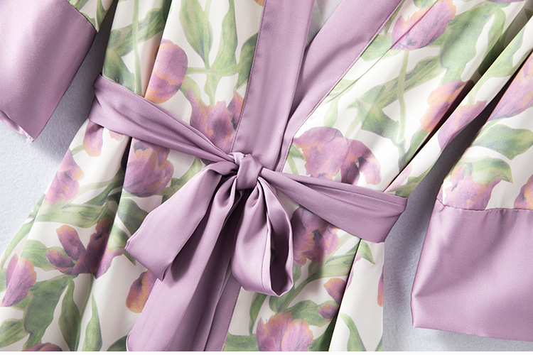 Eis Seide Pyjamas frauen Dünne Sexy Zwei-stück Anzug Langarm Nachthemd Hosenträger Brust Pad Nachthemd Hause Kleidung_voghion.com