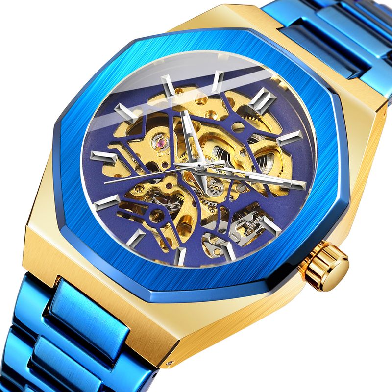 Montre mécanique automatique squelette tendance pour homme avec fonction heure universelle, boîtier en acier inoxydable de 41 mm, verre minéral, bracelet en alliage_voghion.com