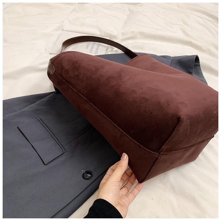 Semplice secchiello autunno inverno pelle scamosciata grande capacità ins madre e bambino alla moda monospalla ascellare_voghion.com
