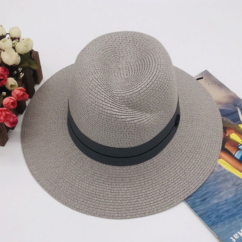 Cappello da sole da donna primaverile ed estivo pieghevole Cappello Panama British cappello di paglia con protezione solare Cappello da spiaggia_voghion.com