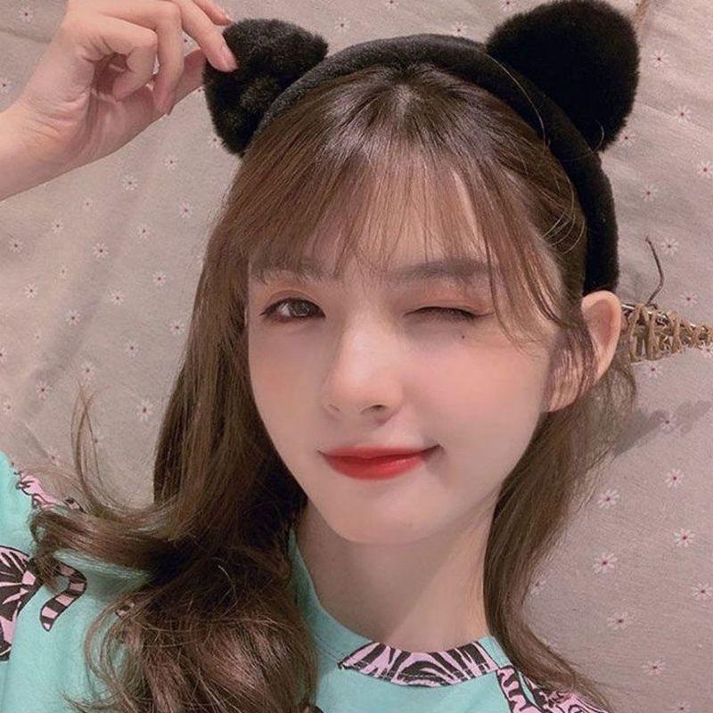 Plüsch-Stirnband mit Katzenohren und breiter Krempe zum Waschen des Gesichts, Make-up-Stirnband im koreanischen Stil für Damen im Herbst und Winter, Haare_voghion.com