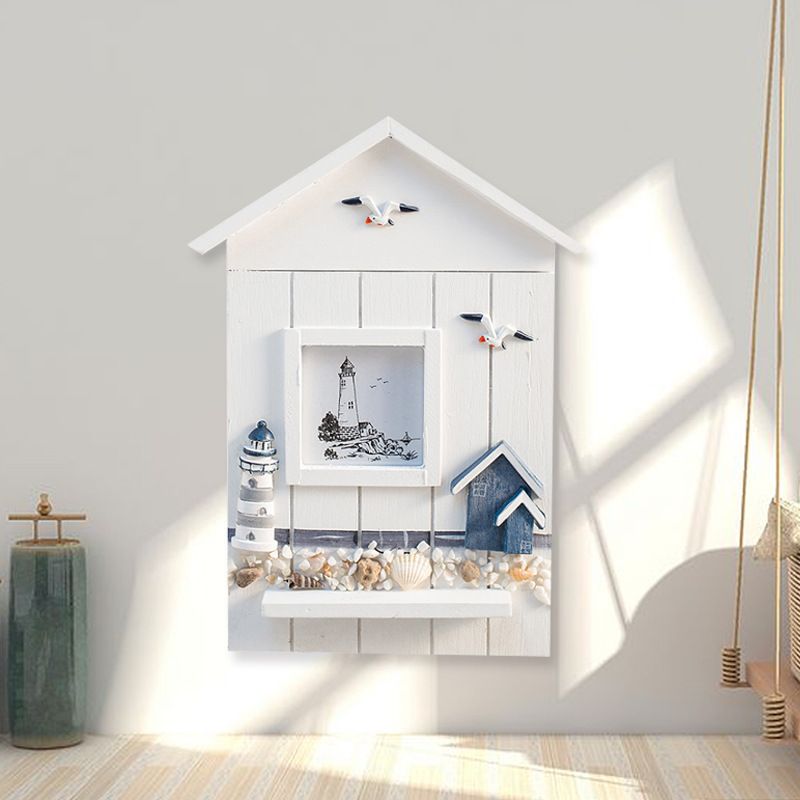 Creative decoration Mediterranean Ocean Key box key box cabinet wall hanging seabird Sea Tower key house storage box_voghion.com