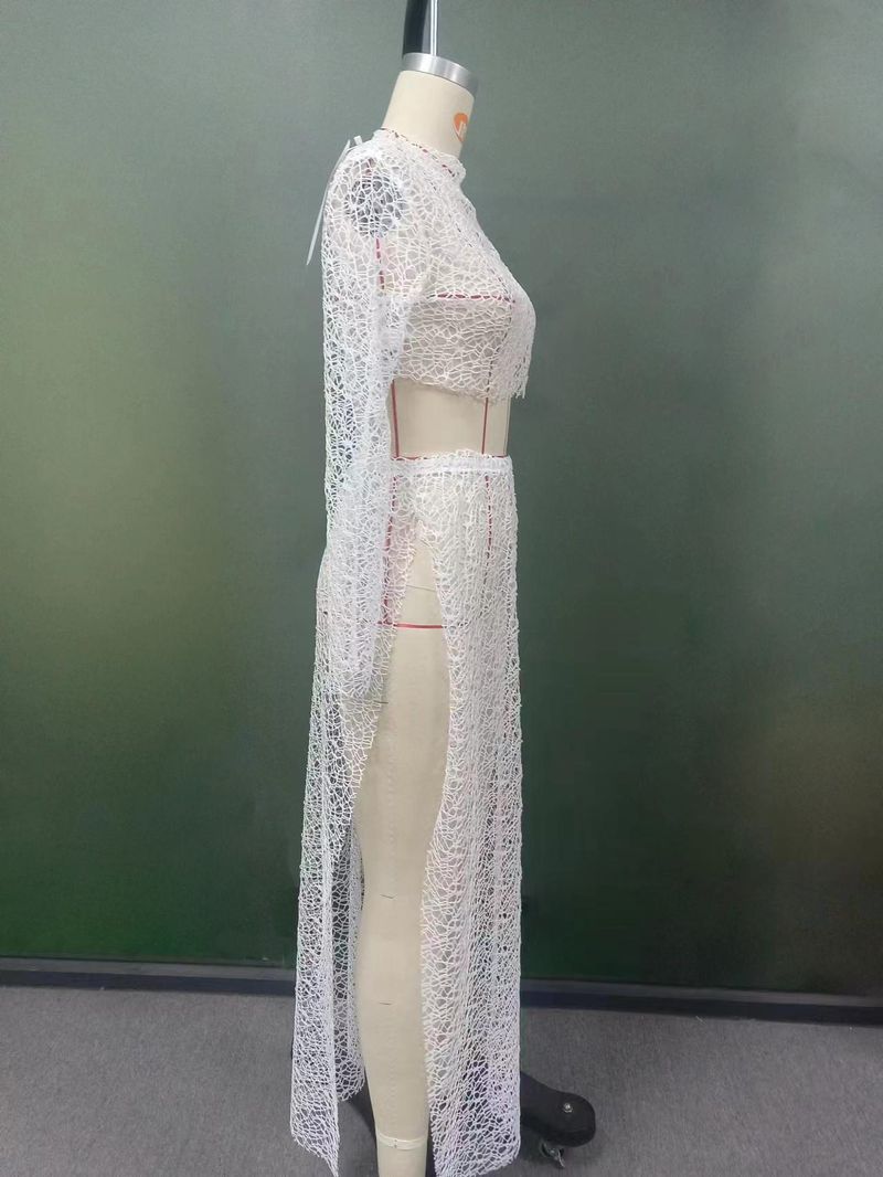 2024 Summer New Skirt Women's Solid Color Sexy Hollow Beach Bikini Swimsuit Cover Up Sun Protection Clothing_voghion.com