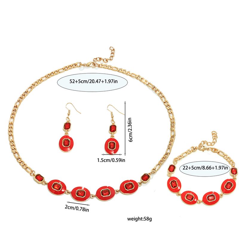Ensemble de bijoux tendance en métal polygonal texturé pour femme, boucles d'oreilles, collier et bracelet_voghion.com