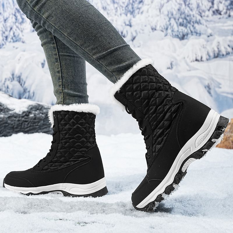 Stivali da neve invernali antiscivolo per donna, spessi e morbidi, caldi, da media ad alta altezza, in cotone_voghion.com