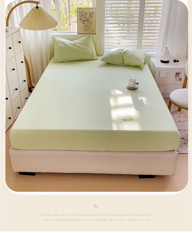 Washed Cotton Fitted Sheet – 100% Breathable & Antibacterial | Modern Minimalist | 4-25cm Deep Pocket_voghion.com