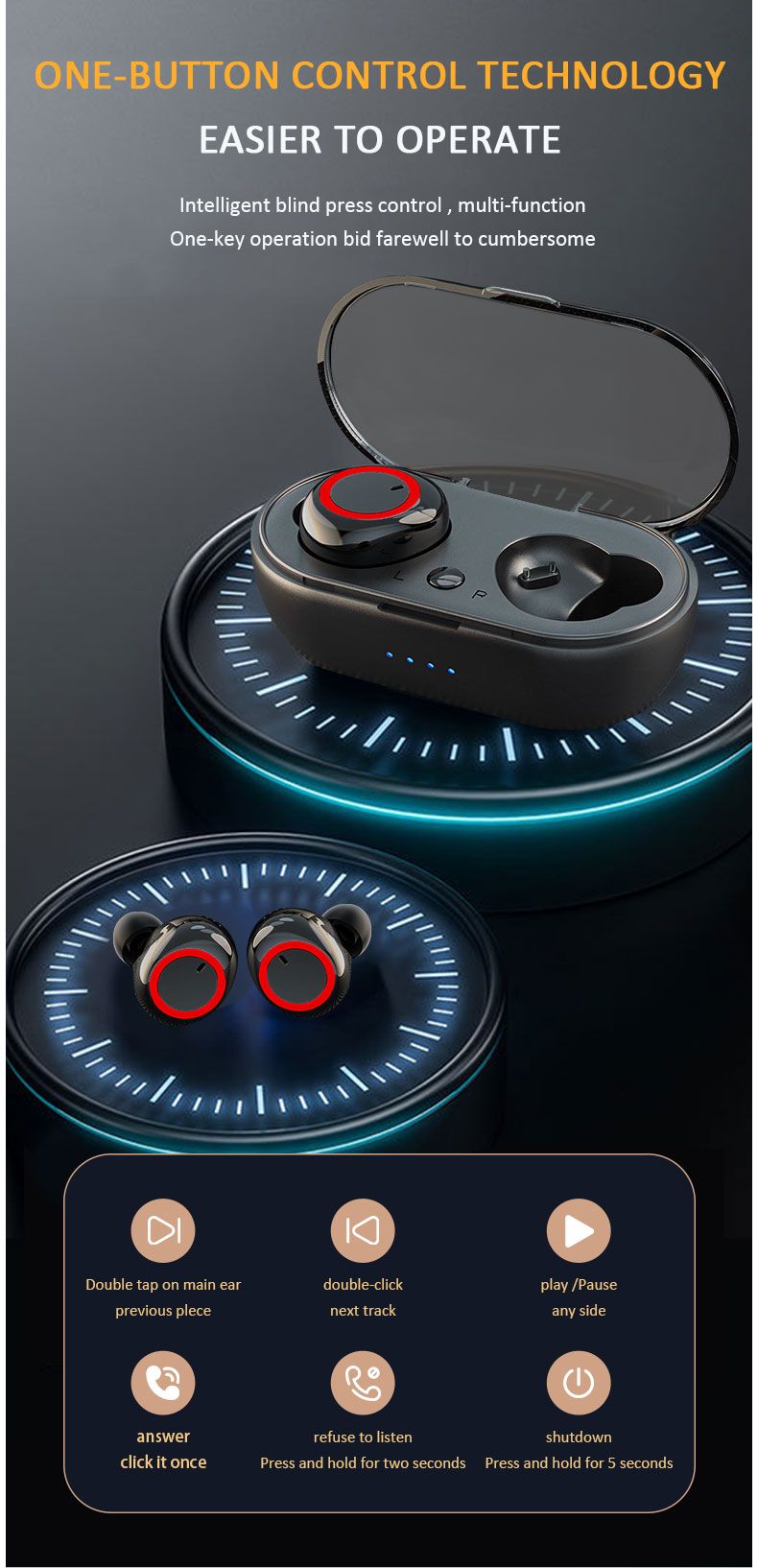Y50 Bluetooth-peakomplekt välistingimustes sportimiseks mõeldud juhtmevaba peakomplekt 5.0 koos peakomplekti puutetundliku ekraaniga juhtimisega laadimiskonteineriga_voghion.com
