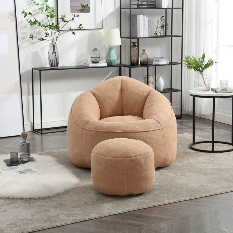 Bedding Bean Bag Sofa Chair High Pressure Foam Bean Bag Chair Adult Material With Padded Foam Padding Compressed Bean Bag With Footrest_voghion.com