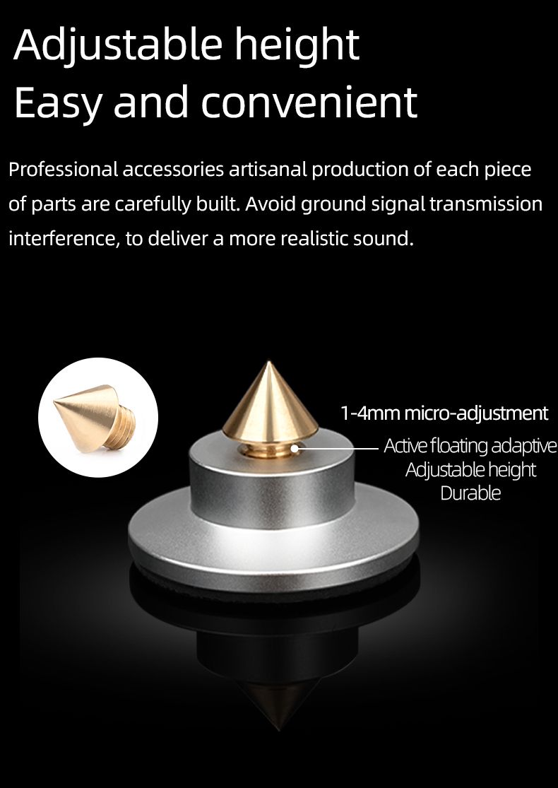 HiFi 4 Stücke Lautsprecher Spike Ständer Fußpolster Aluminiumlegierung Mixer Kohlefaser Einstellbar Stoßdämpfende Füße Pegs für_voghion.com