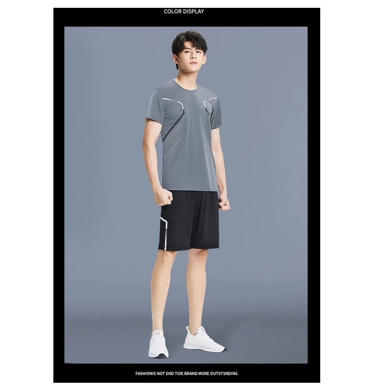 Running Men's Quick Drying Sportswear Fitness Ball Suit Football Short Sleeved Training Ice Silk Summer T-shirt_voghion.com