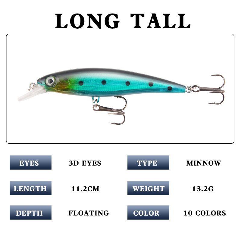 Lokkeagn Laseragn 11,2 cm/13,2 g med ringperler Minnow simuleringsagn Hard agn Fiskeutstyr_voghion.com