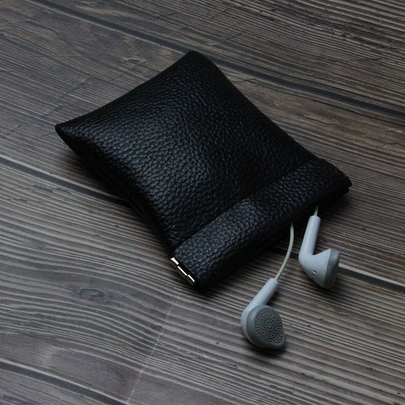 Leren granaatscherfclip portemonnee mini bluetooth headset opbergzak kleine portemonnee kaarthouder voor datakabelopslag_voghion.com