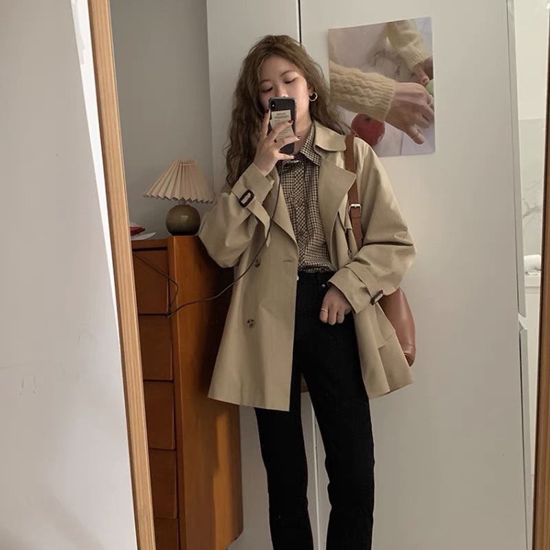 2025 Early Spring And Autumn New Trench Women's Short Coat Petite British Style Elegant Trend This Year_voghion.com