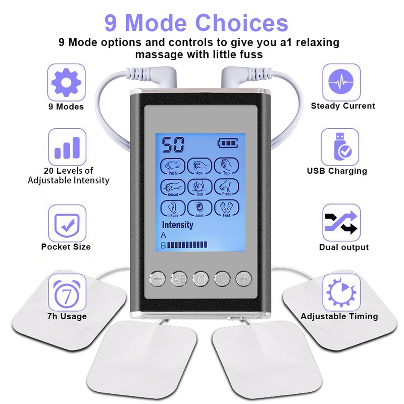 Modes Dual 9 Output EMS Electic Muscle Stimulato Acupunctue Tens Massage hine Electostimulato Physiotheapy_voghion.com