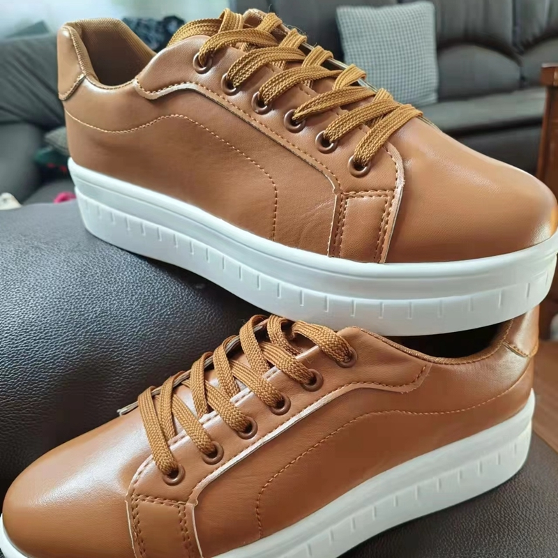 SHLIANG løpesko for kvinner Hele sesongen Moteplattform Skinn Ensfarger Elegant konsis Sport Walk Espadrilles Sneaker S0140_voghion.com