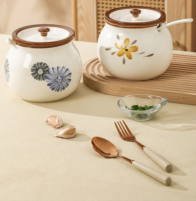 Keramik Schmalzglas Haushalt Hochtemperaturbeständiger Überzogener Löffel Chiliölglas Ölspritzer Chiliglas Fleischölglas Retro_voghion.com