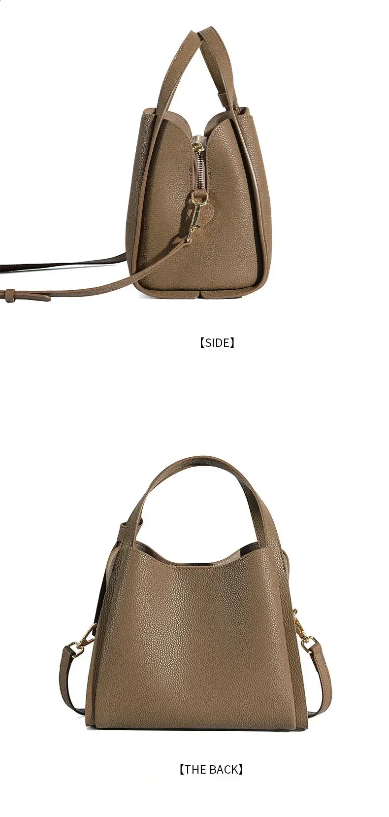 Lychee Pattern Leather Simple Vegetable Basket Handbag Womens Denim Portable Bucket Shoulder Bag 240827_voghion.com