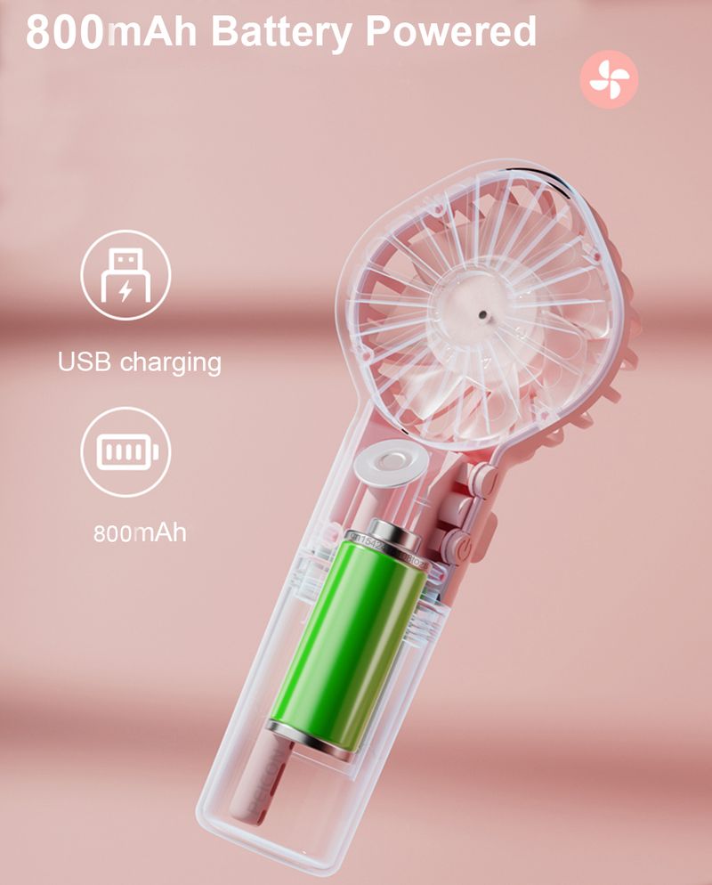 Portable Handheld Mini Humidifier 4 Speeds Powerful Wind USB Rechargeable Water Spray Mist Outdoor Small Fan_voghion.com