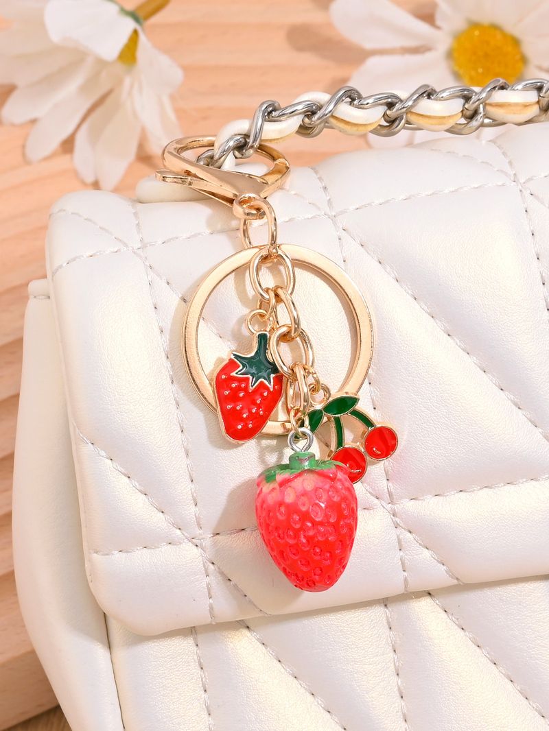 Portachiavi giapponese coreano a forma di fragola e ciliegia per donna, squisito e carino_voghion.com