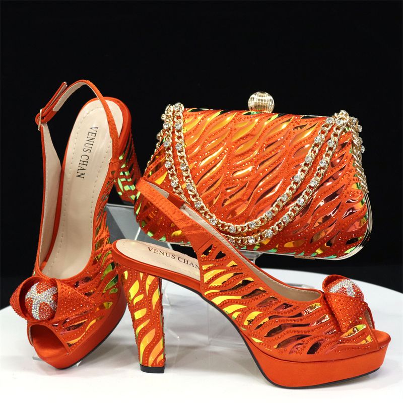 Shoe Bag Set Combination Fish Mouth High Heels With Ladder Handbag_voghion.com