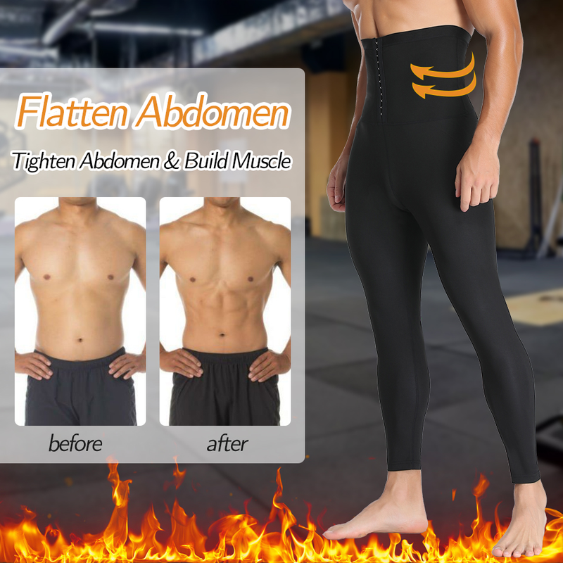 Abiti da uomo Pantaloni da sauna Leggings per il sudore Pantaloni a compressione dimagranti a vita alta Pantaloni termici per il corpo Shaper per la perdita di peso_voghion.com