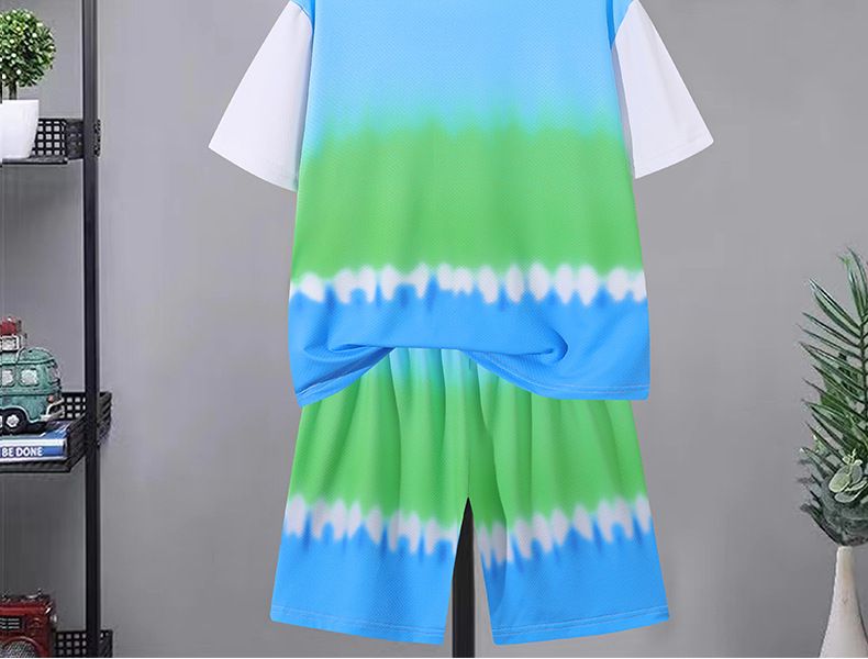 Kinderkleidung Schnelltrocknender Sportanzug für Kinder, dünner, atmungsaktiver Basketballanzug für den Sommer, kurzärmelige Shorts für den Sommer, zweiteiliger Anzug_voghion.com