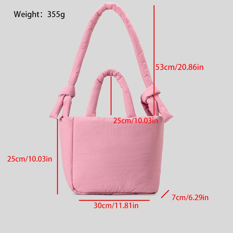 Women's Bags knotted shoulder strap quilted nylon large capacity tote bag _voghion.com