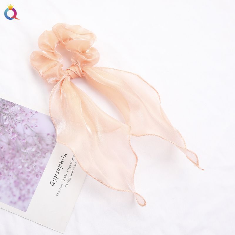 Elástico de cabelo com fita de cetim - Acessórios de cabelo com laço elegante para mulheres (cor sólida, ajustável, antiderrapante)_voghion.com
